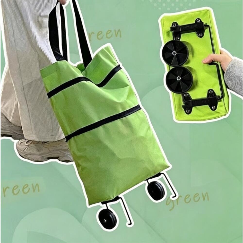 Expandable Foldable Wheeled Oxford Cloth Grocery Shopping Cart